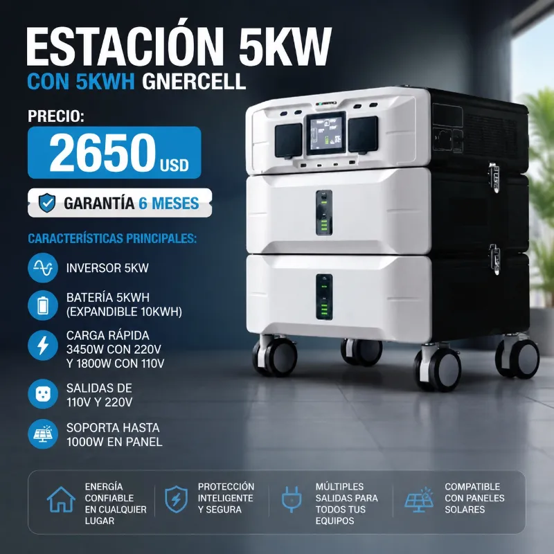 Estación de energía todo en uno Gnercell 5k con 5kwh bateria