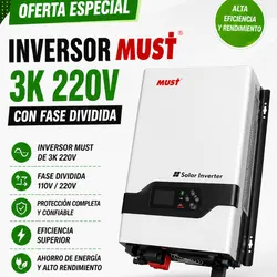 Inversor Must de 3k 110v-220v con Fase Dividida