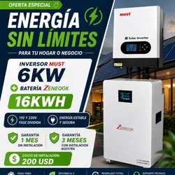 Inversor Must de 6kw con batería 16kwh Zeneogk