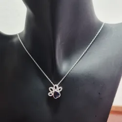 Huella de perro con piedra azul