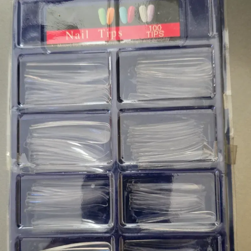 100 tips full cover coffin xxl transparente 