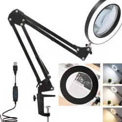Aro de luz con lupa y presilla.  Cable usb