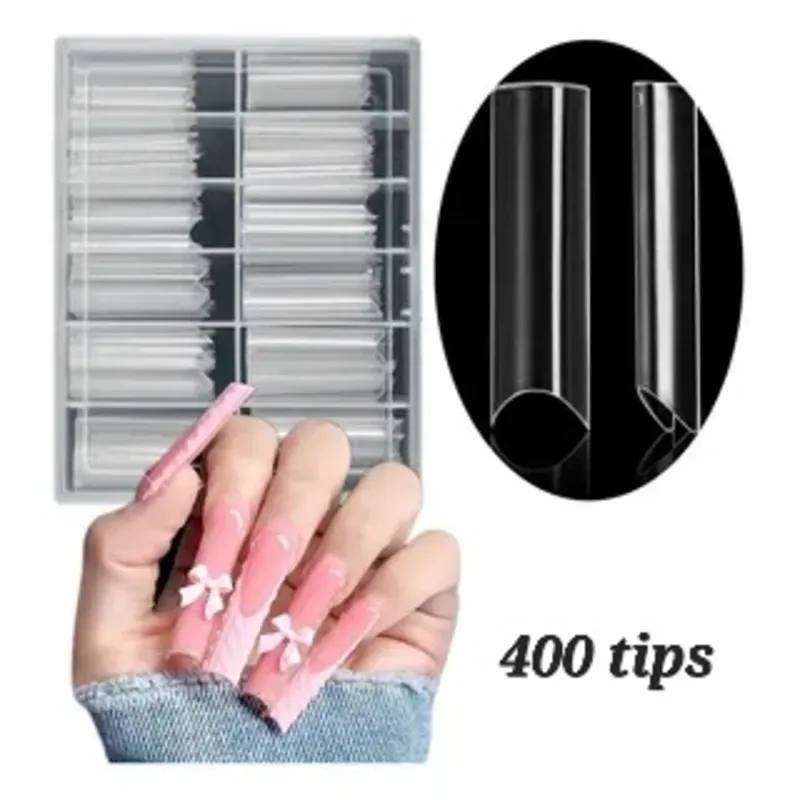 Caja de 400 tips curvatura c transparente 
