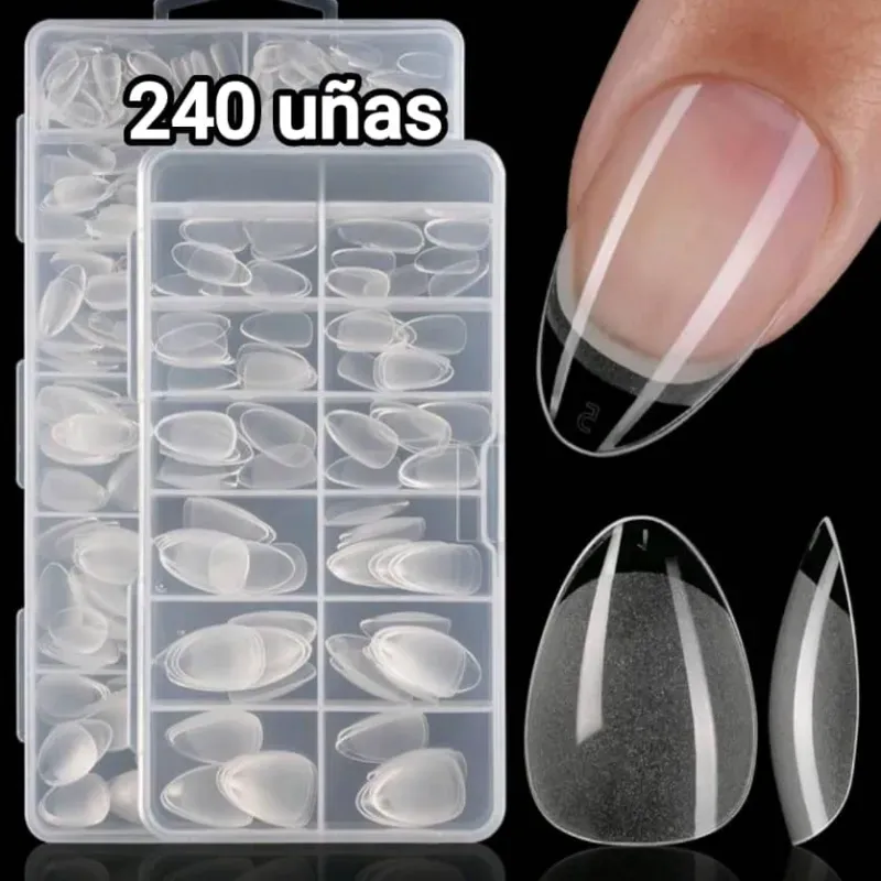 Caja 240 tips full cover tipo almond 