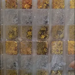 Cajitas de flacke tornasol plateado y dorado 