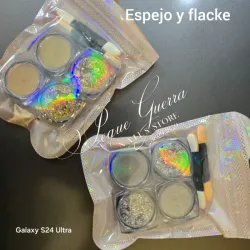 Cuarteto de espejo y flacke. Cuartetos plateados y dorados
