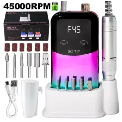 Drill táctil recargable 45mil RPM, con base y portafresas