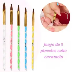 Juego de 5 pinceles cabo caramelo