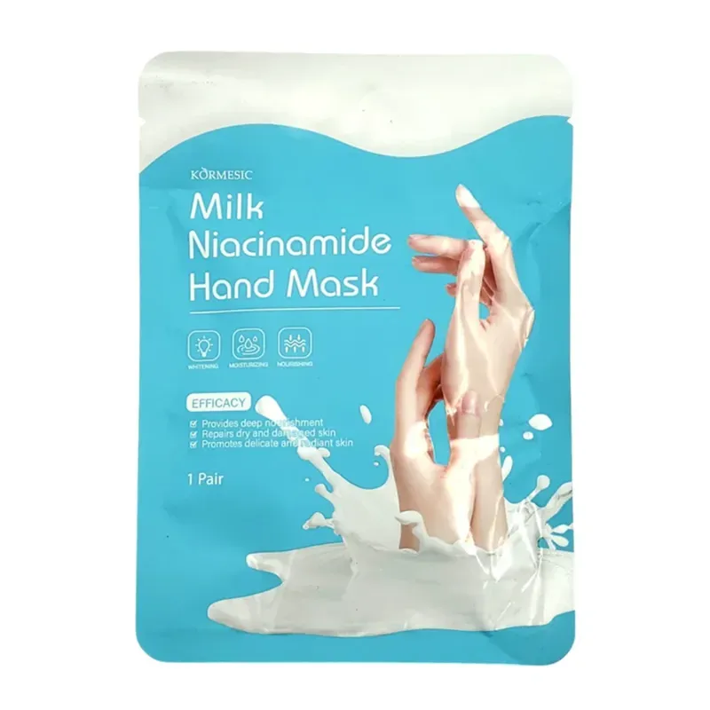 Mascarilla esfoliante y blanqueadora para manos a base de leche y niacinamida