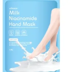 Mascarilla esfoliante y blanqueadora para pies a base de leche y niacinamida