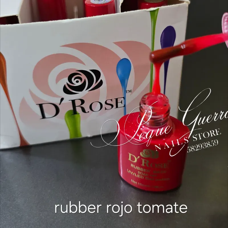 Rubber base D'Rose color rojo tomate. 10ml. Súper espesa