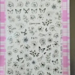Sticker de flores y mariposas negras