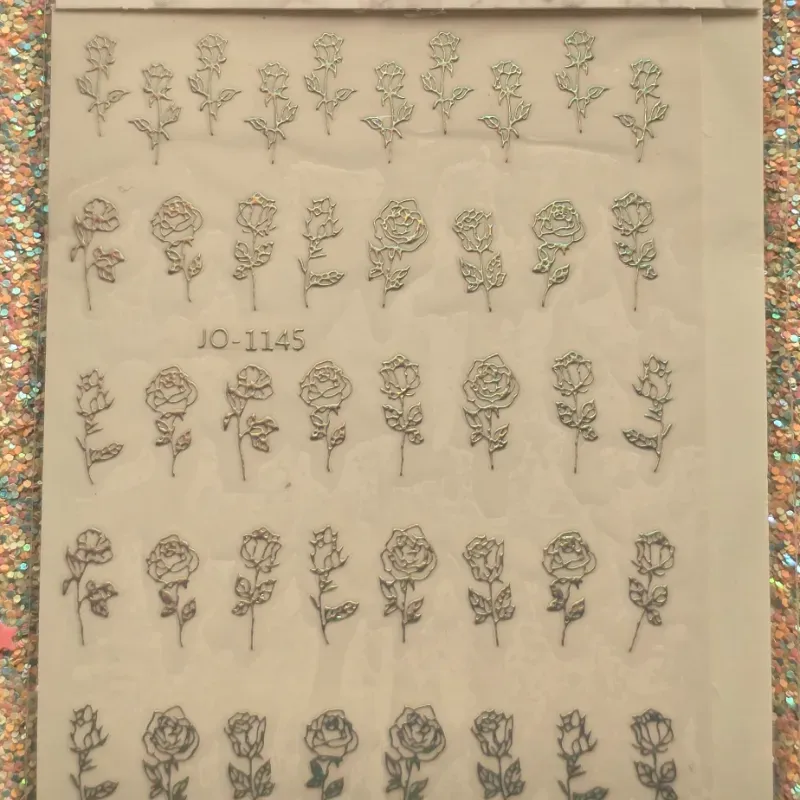 Sticker de rosa dorado y plateado