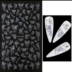 Sticker holográfico de mariposa plateada 