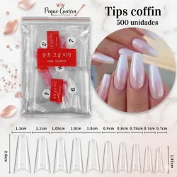 500 Tips coffin transparente tamaño medio 