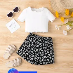 Blusa blanca short negro estampado