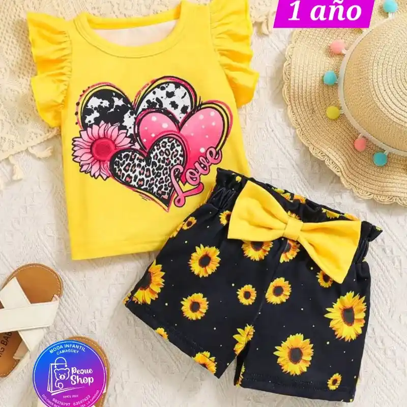 Blusa y short negro de girasol