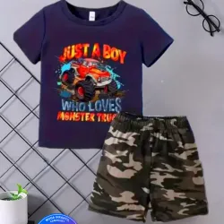 Pullover azul prusia y short camuflaje