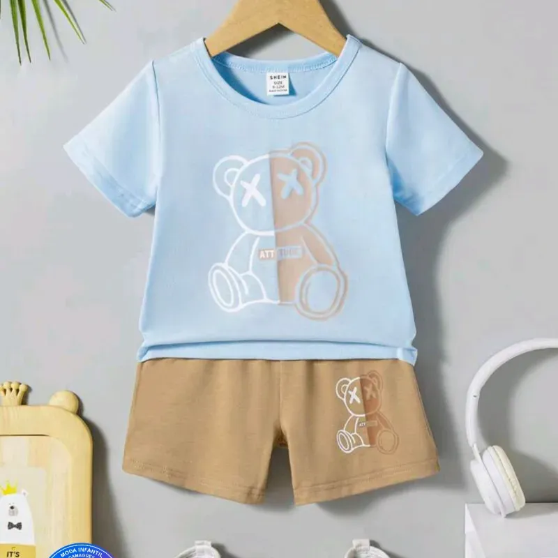 Pullover azul short cremita