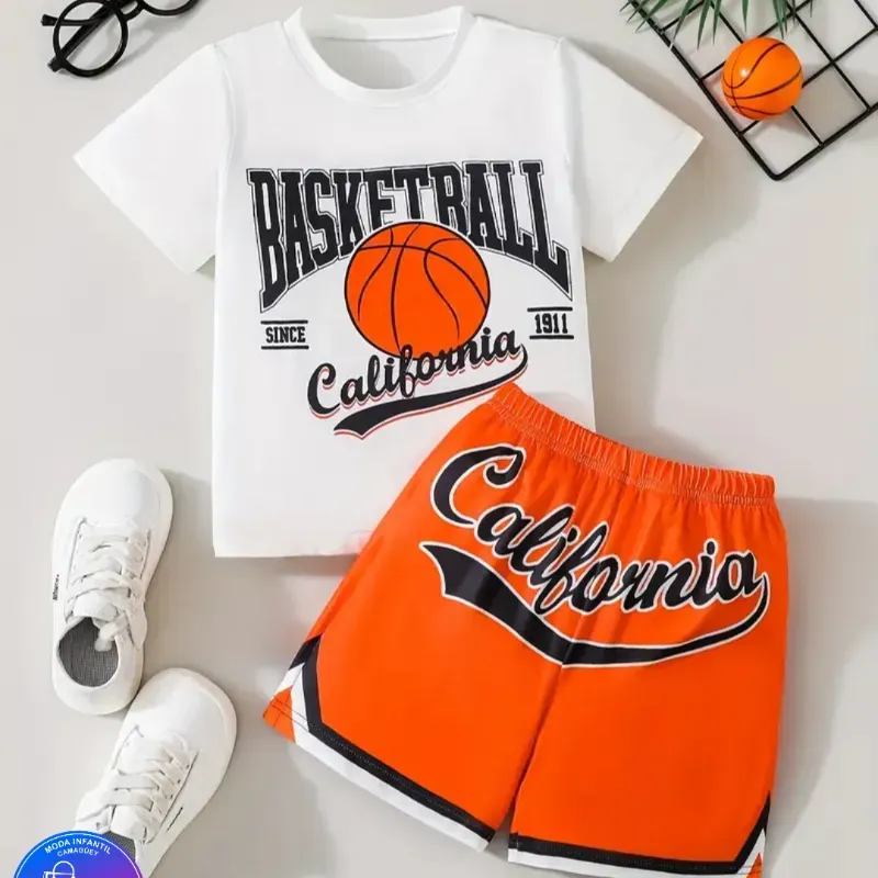 Pullover blanco short naranja