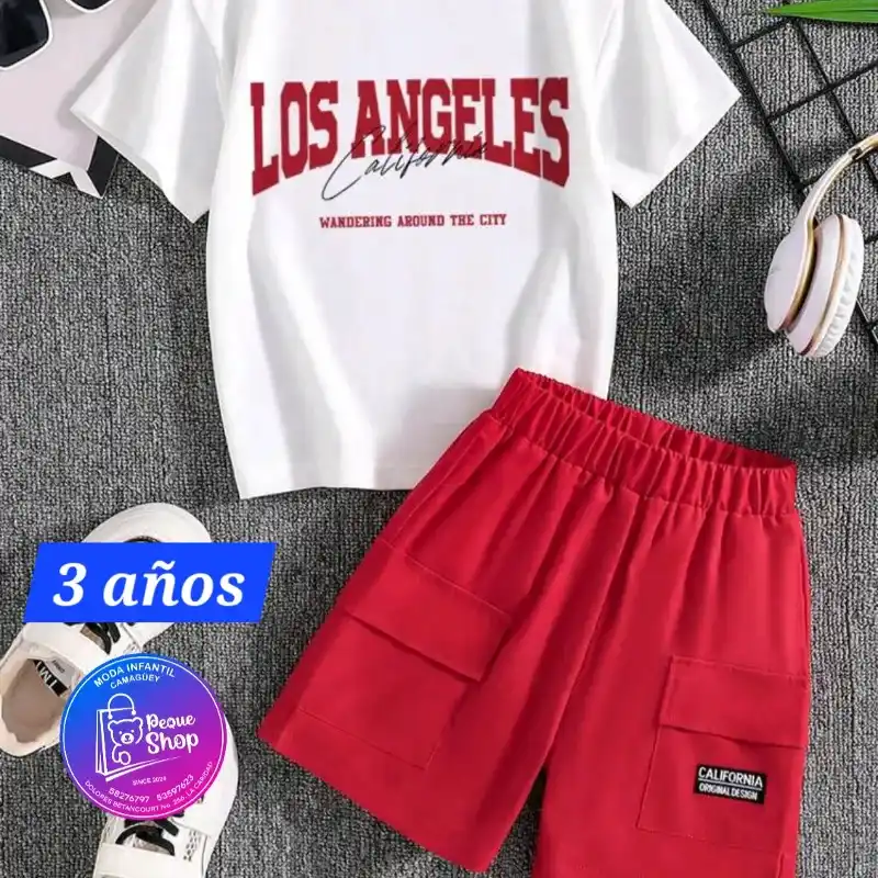 Pullover blanco short rojo