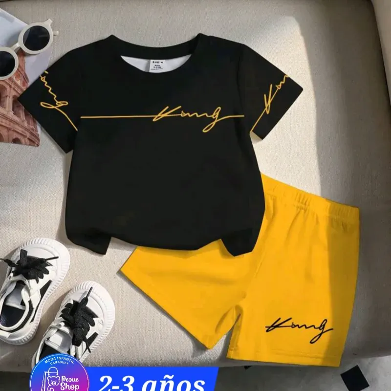 Pullover negro short amarillo