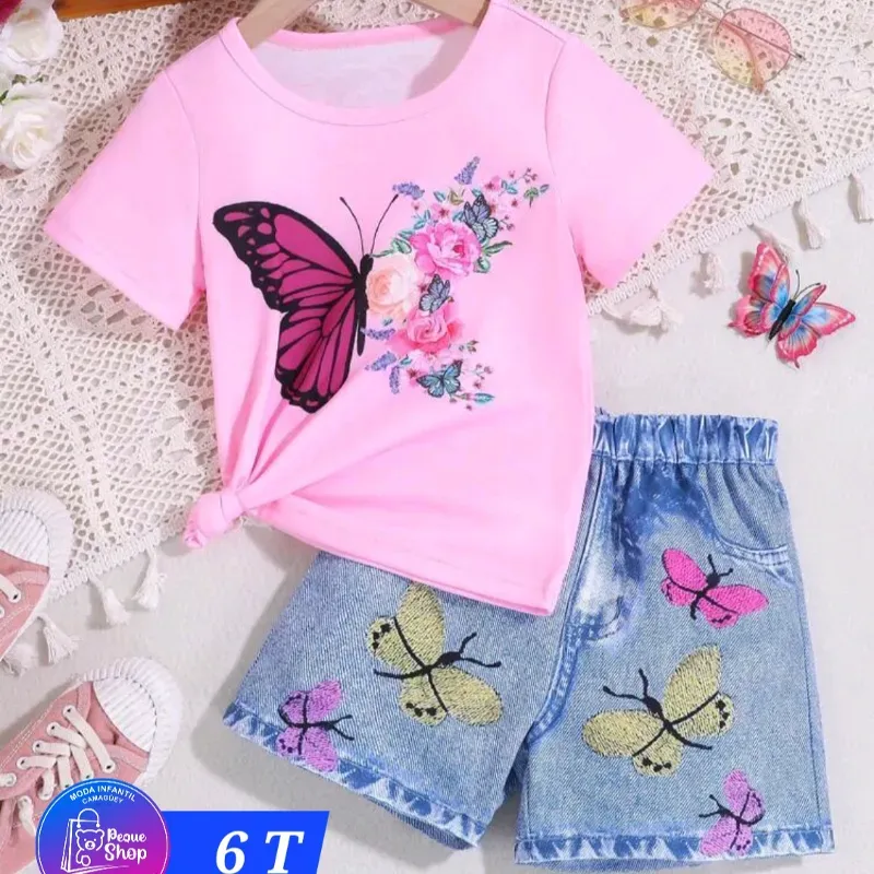 Pullover rosado short azul