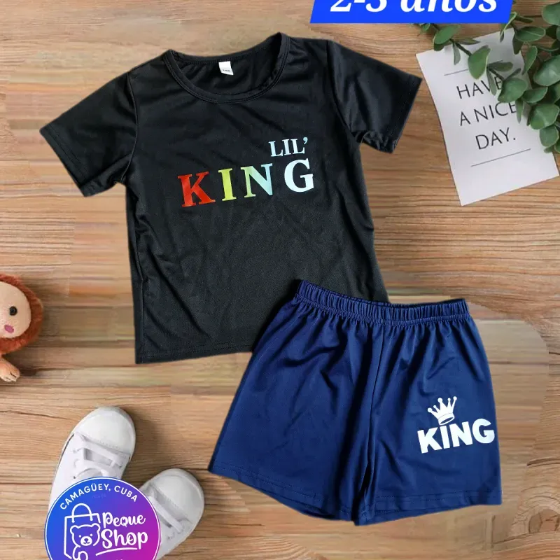 Pulover negro y short azul king
