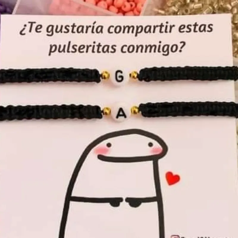 Pareja de pulsera tejida con luneta 