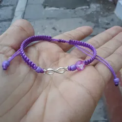 Pulsera tejida con luneta y conector infito