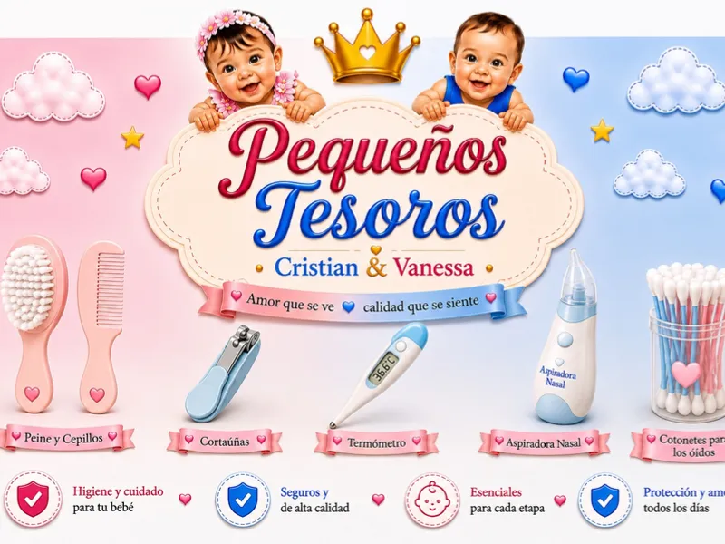 Accesorios para bebé(peine y cepillo del cabello, aspiradora nasal, cortaúñas, termómetro y otras cosas más)