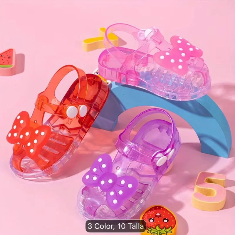 Chancletas de niña, plástica con lazo