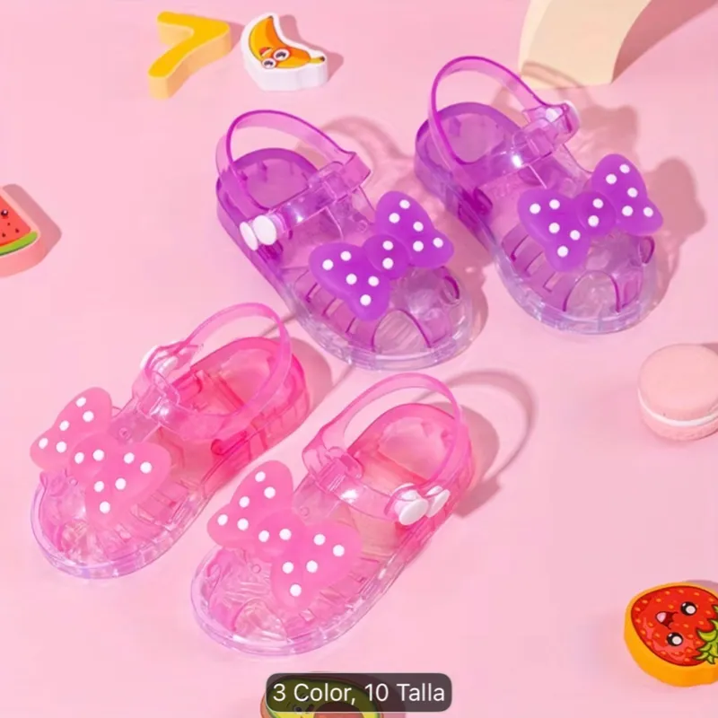 Chancletas de niña, plástica con lazo