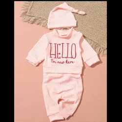 Conjunto de tres piezas en rosado y morado de niña