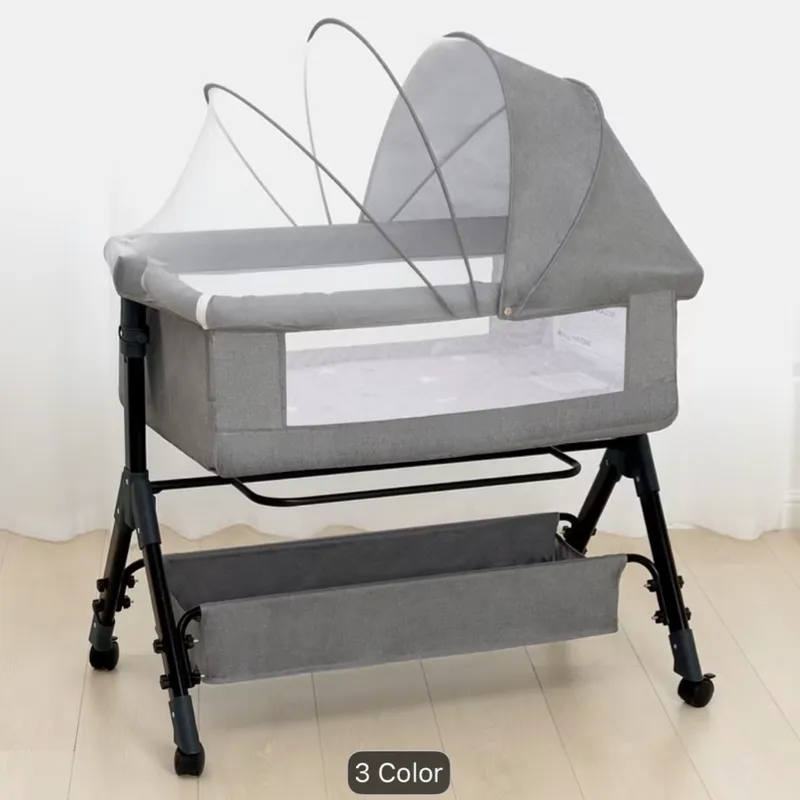 Moisés de Bebe rosa y gris claro