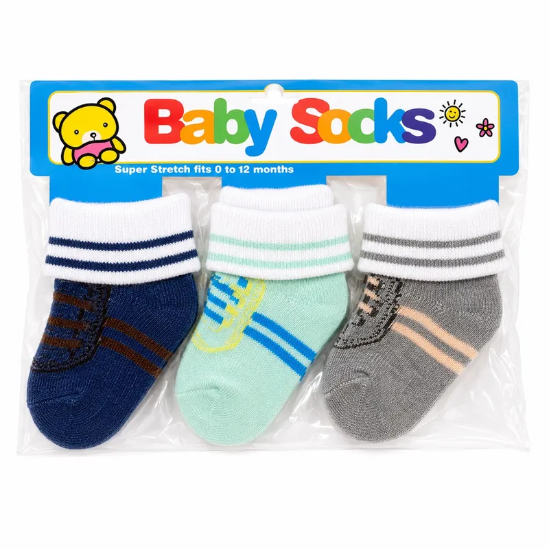 Set de 3 pares de medias  de 6-12 meses de niña y niño