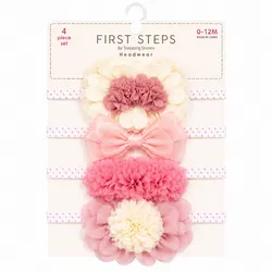 Set de 4 lazos para niñas de 0-12 meses.