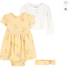Set de bata con Chalequito y cintillo de niña recién nacida