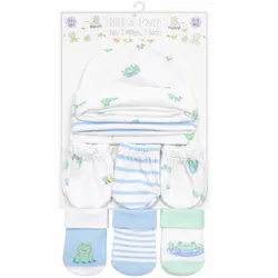Set de gorro, mitones y medias para bebé