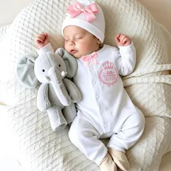Set de sacarlos mono enterizo y gorro con lazo niña y niño