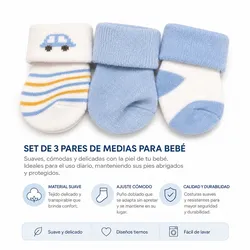 Set de tres pares de media de niño de 0-6 meses