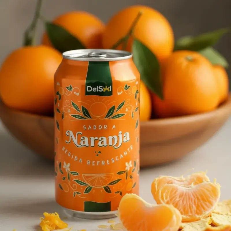 Refresco de Lata DelSol sabor Naranja