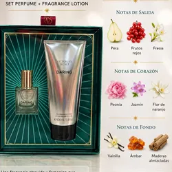 Set de perfume en formato mini con su crema corporal 