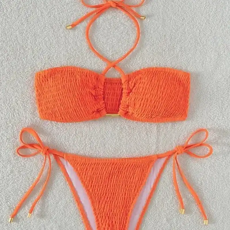 Bikini fruncido naranja