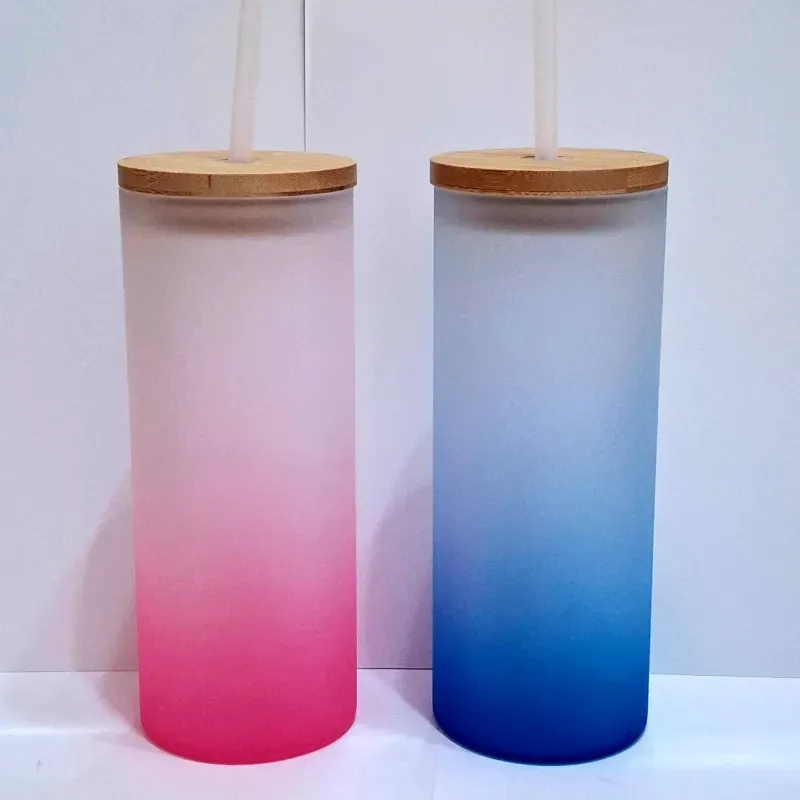 Tarro cristal nevado con tapa de madera y pitillo