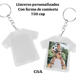 Llaveros de acrilico en forma de camiseta