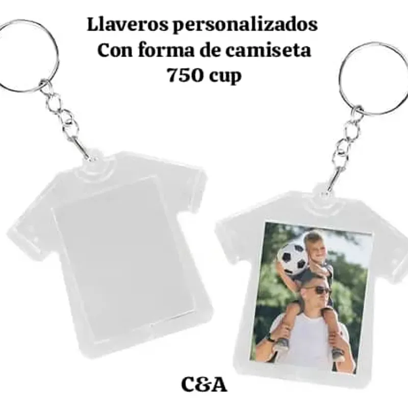 Llaveros de acrilico en forma de camiseta