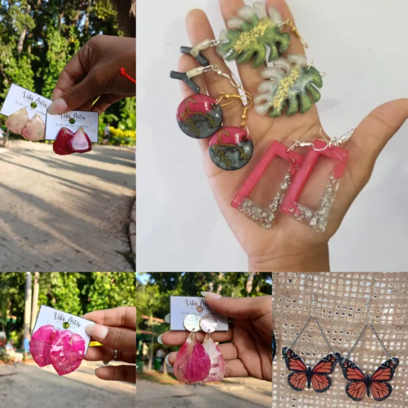 Aretes y collares de resina epoxica 