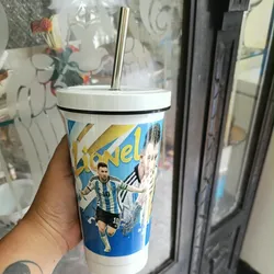Vaso de acero cónico c/ pajilla