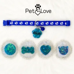 Collar pequeño  azul oscuro con chapilla personalizada